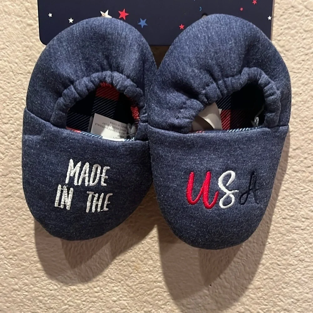 New Made in the USA Toddler Slippers Patriotic Size Large 9-10 NWT